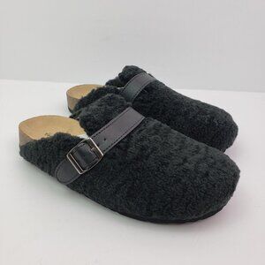 Sonoma Goods For Life Burmese Womens Size 5.5 Black Sherpa Slip On Clog Shoes